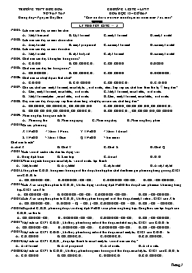 Đề kiểm tra Chương I môn Hóa học 12 (Cơ bản) - Nguyễn Duy Bảo
